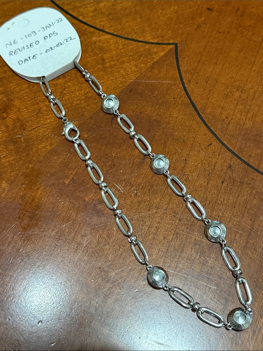 Anthropologie Radium Creation Silver-Toned Chain Link Green Gemstone Necklace🔥🔥🔥 - Picture 5 of 16